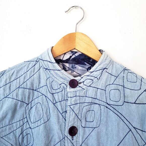 Quilted Barn Jacket, Shacket Reversible Bomber Jacket, Front Patch Pockets - Picture 8 of 14